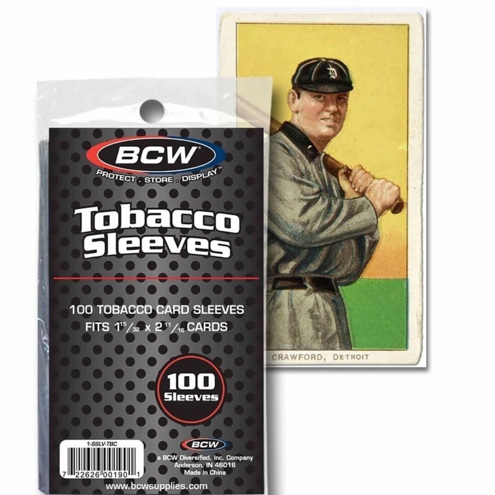 BCW Supplies Tobacco Card Sleeves 1-SSLV-TBC, 1 15/32”x2 11/16” cards, 100 Count